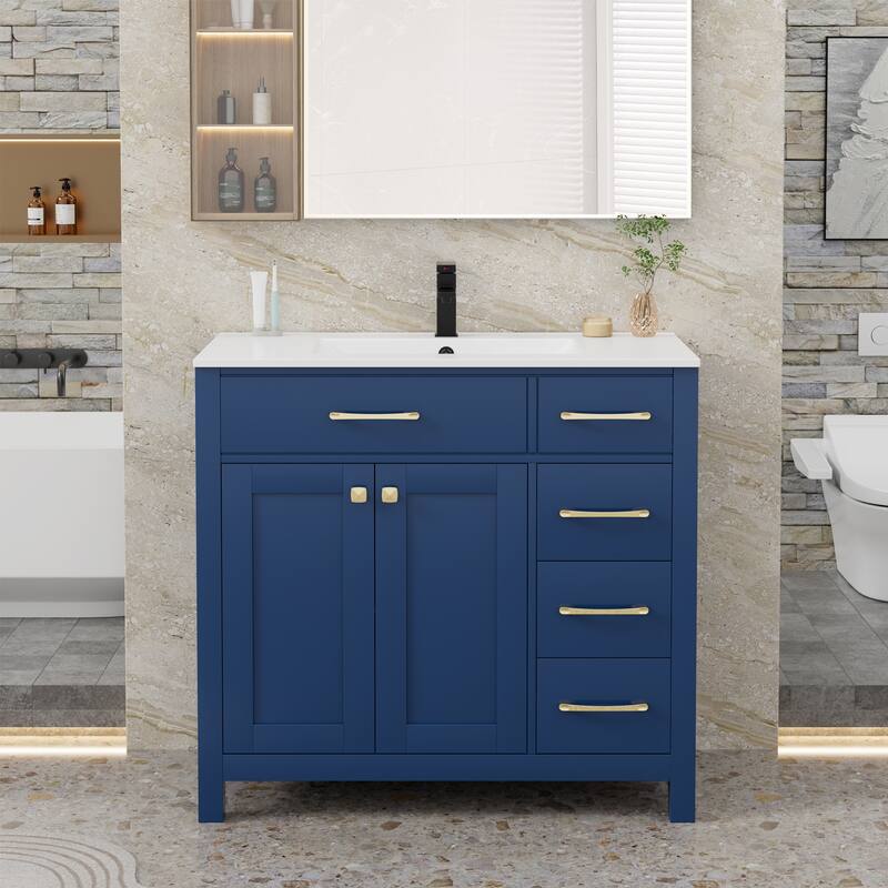 Modern Bathroom Vanity with Sink &amp; Faucet Storage Cabinet Set ...
